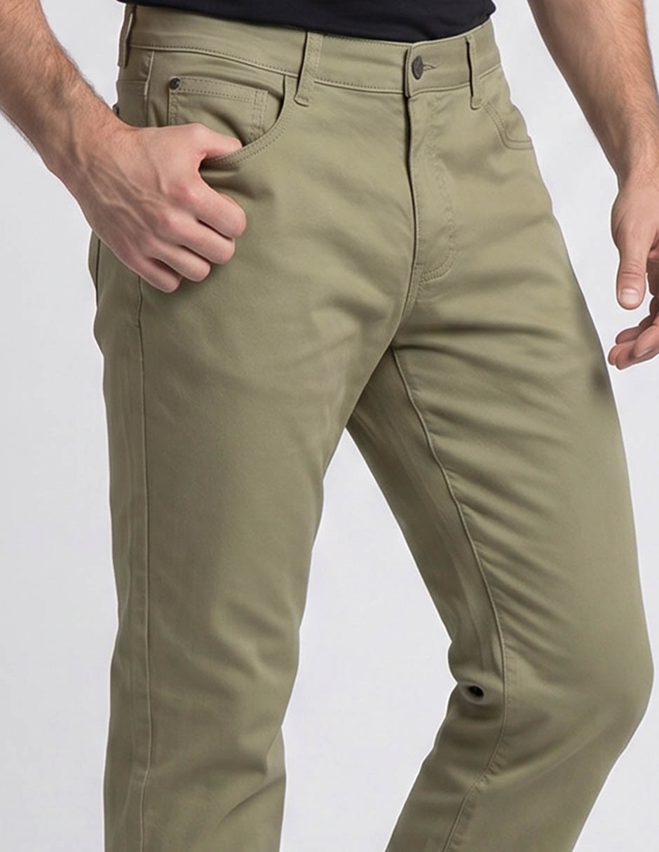 Pantalón chino regular de algodón para hombre 2