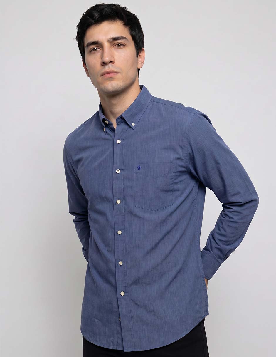 Camisa casual de algodón manga larga para hombre