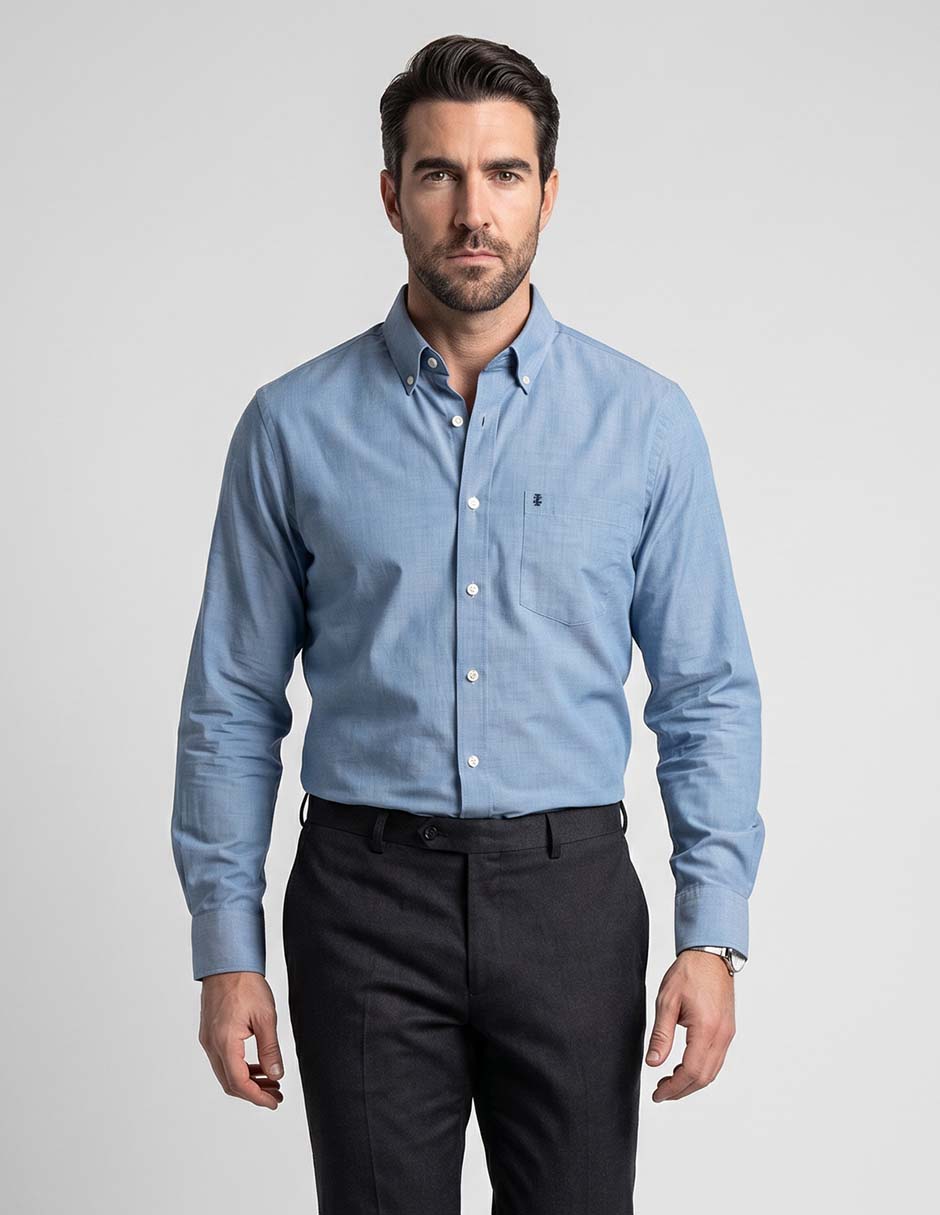 Camisa casual de algodón manga larga para hombre Camisa casual de algodón manga larga para hombre