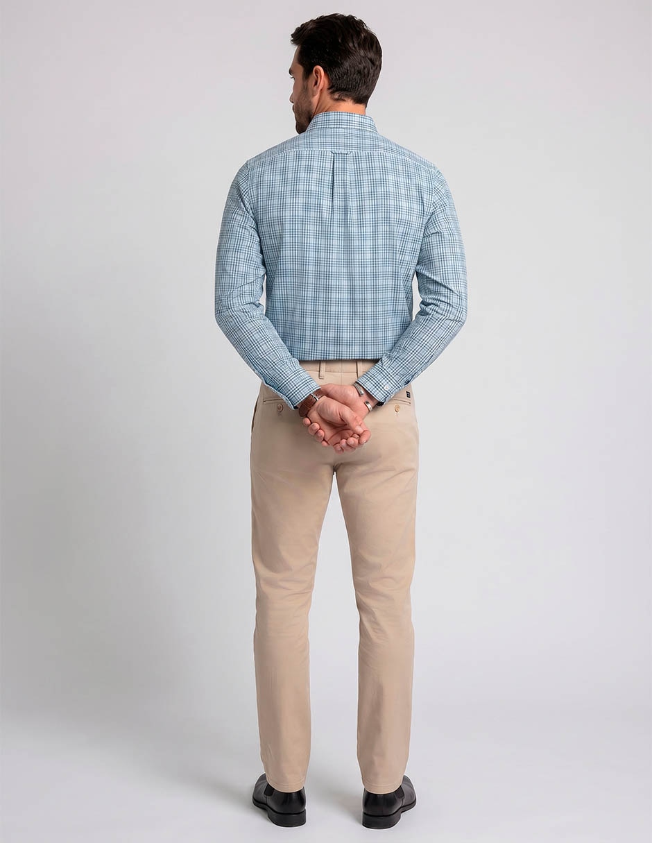 Camisa casual izod de algodón manga larga para hombre