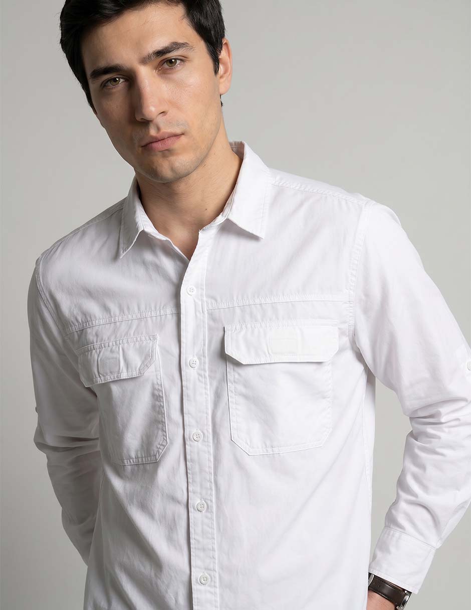Camisa casual Izod manga larga para hombre