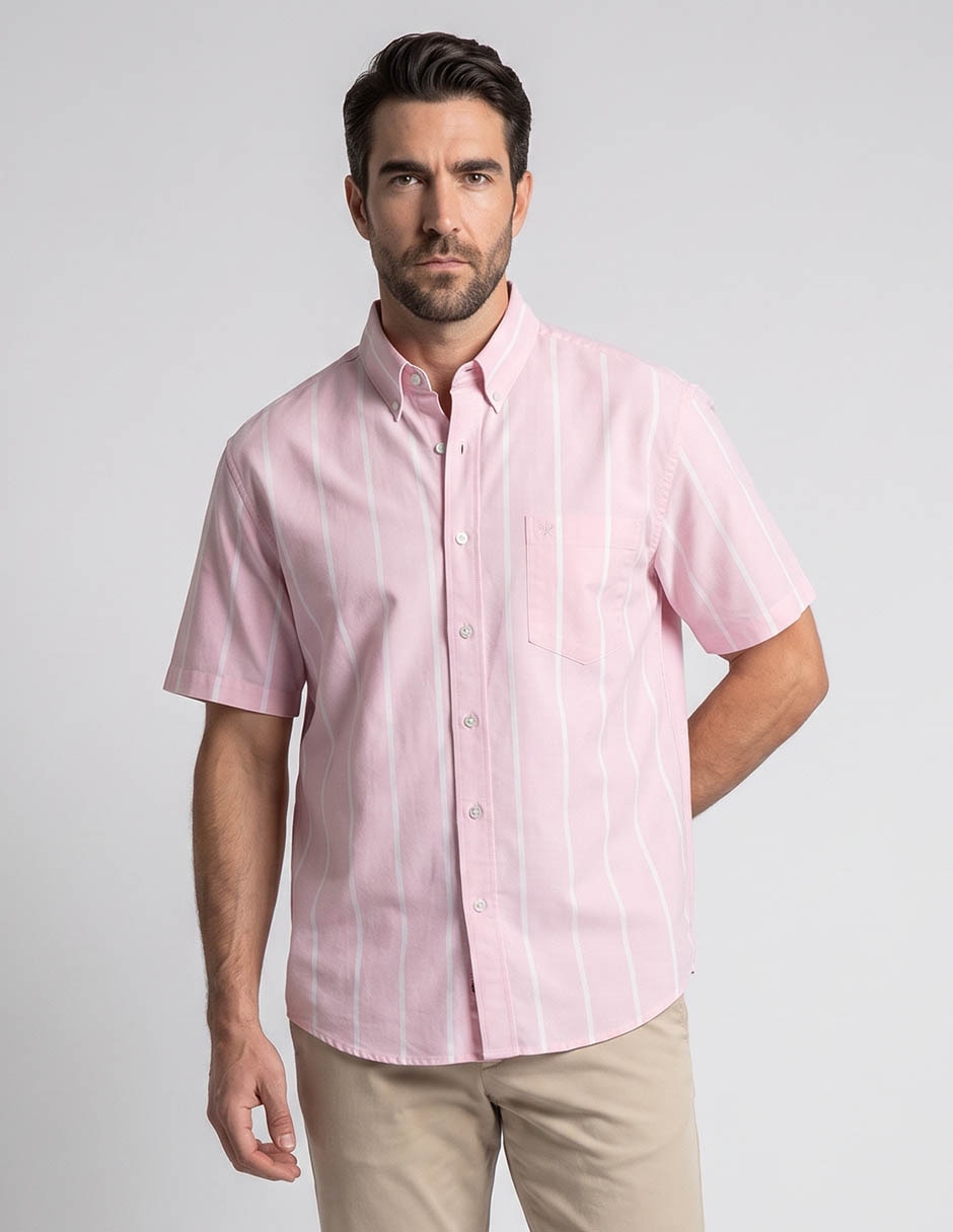 Camisa/Sobrecamisa Casual De Algodón Manga Corta Para Hombre