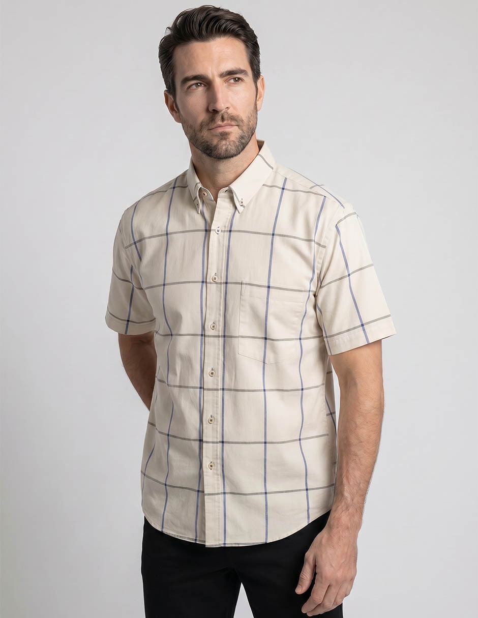 Camisa casual de algodón manga corta para hombre Camisa casual de algodón manga corta para hombre