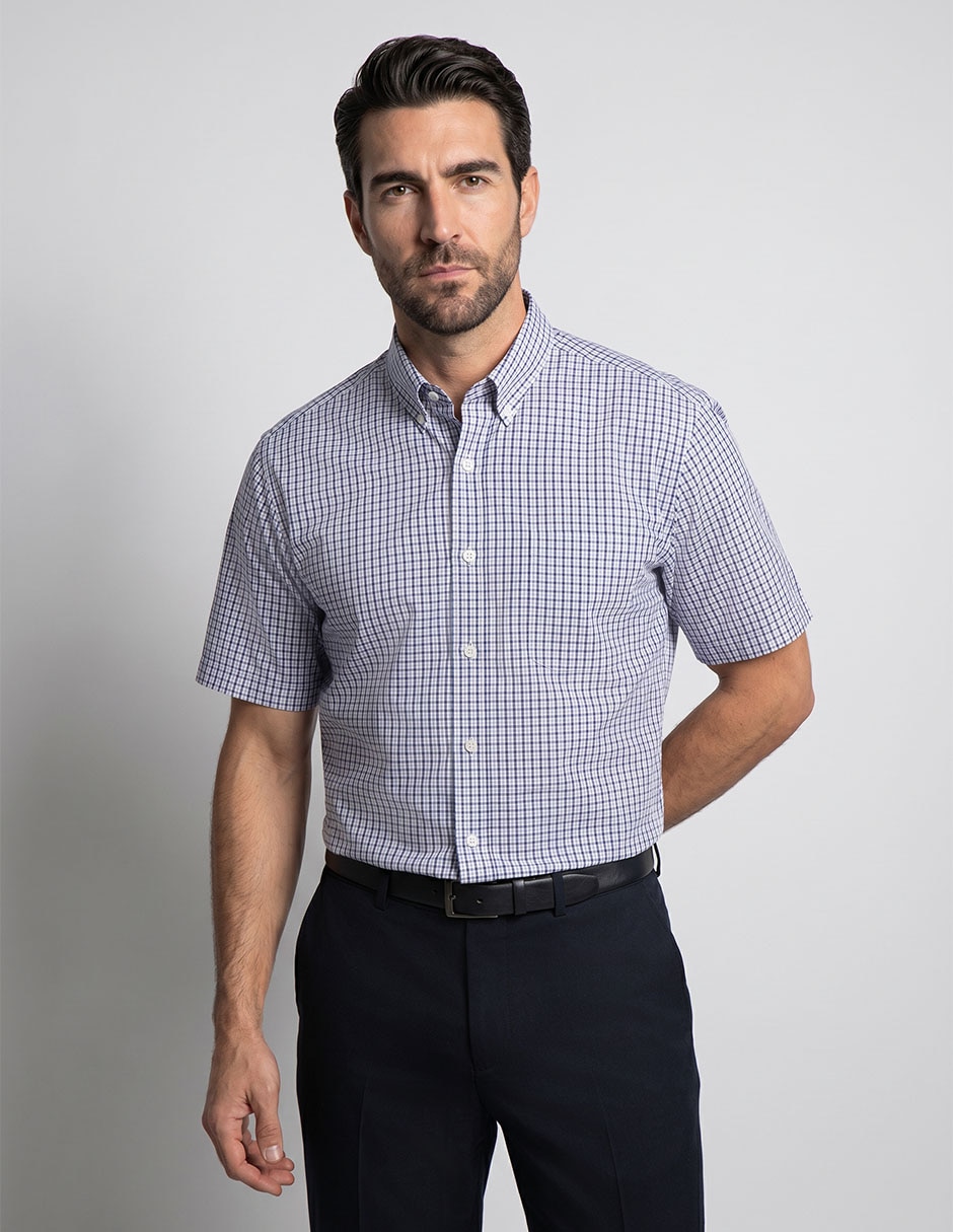 Camisa business casual manga corta para hombre
