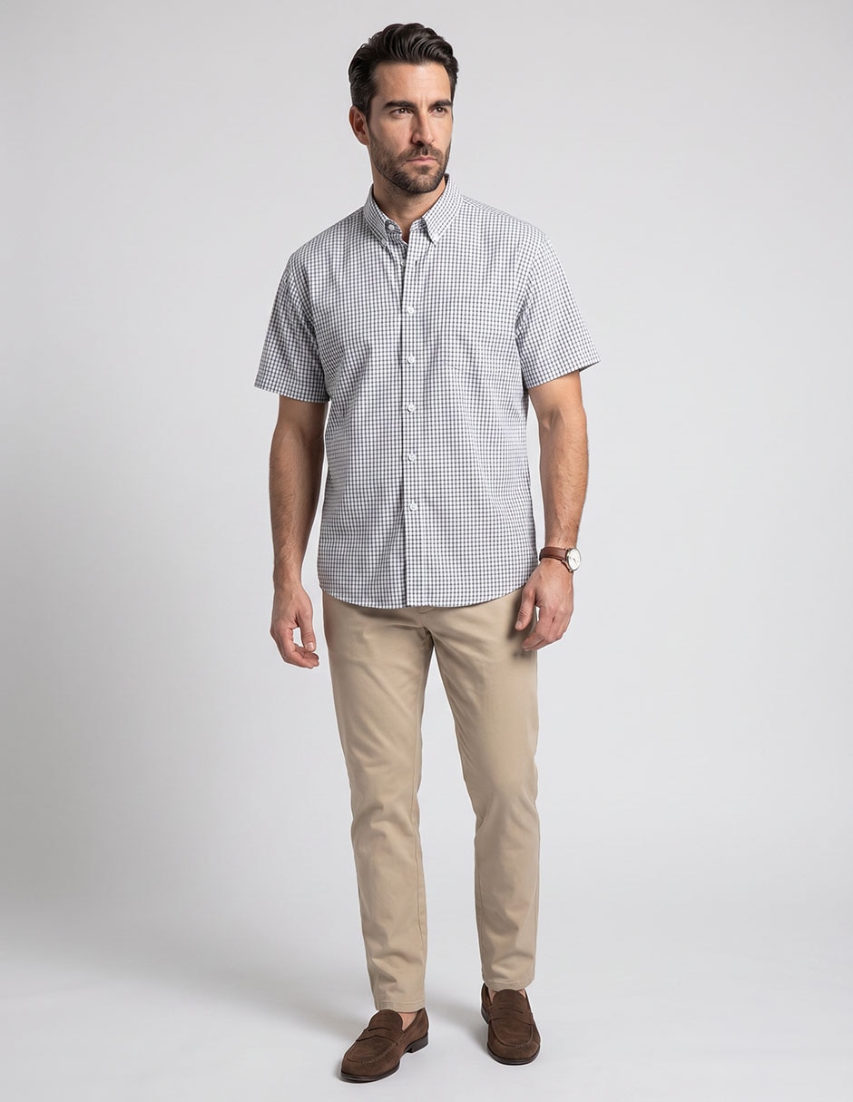 Camisa/Sobrecamisa Casual De (Si Aplica) Mezcla De Materiales Manga Corta Para Hombre