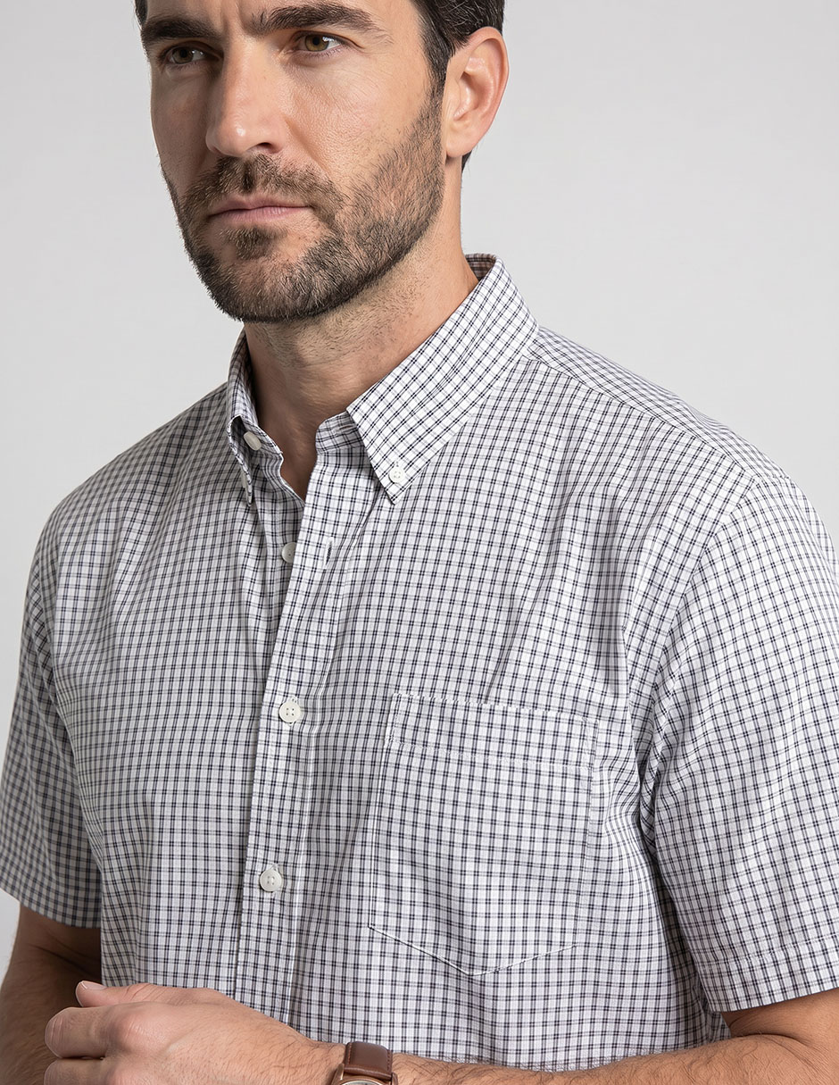 Camisa/Sobrecamisa Casual De (Si Aplica) Mezcla De Materiales Manga Corta Para Hombre