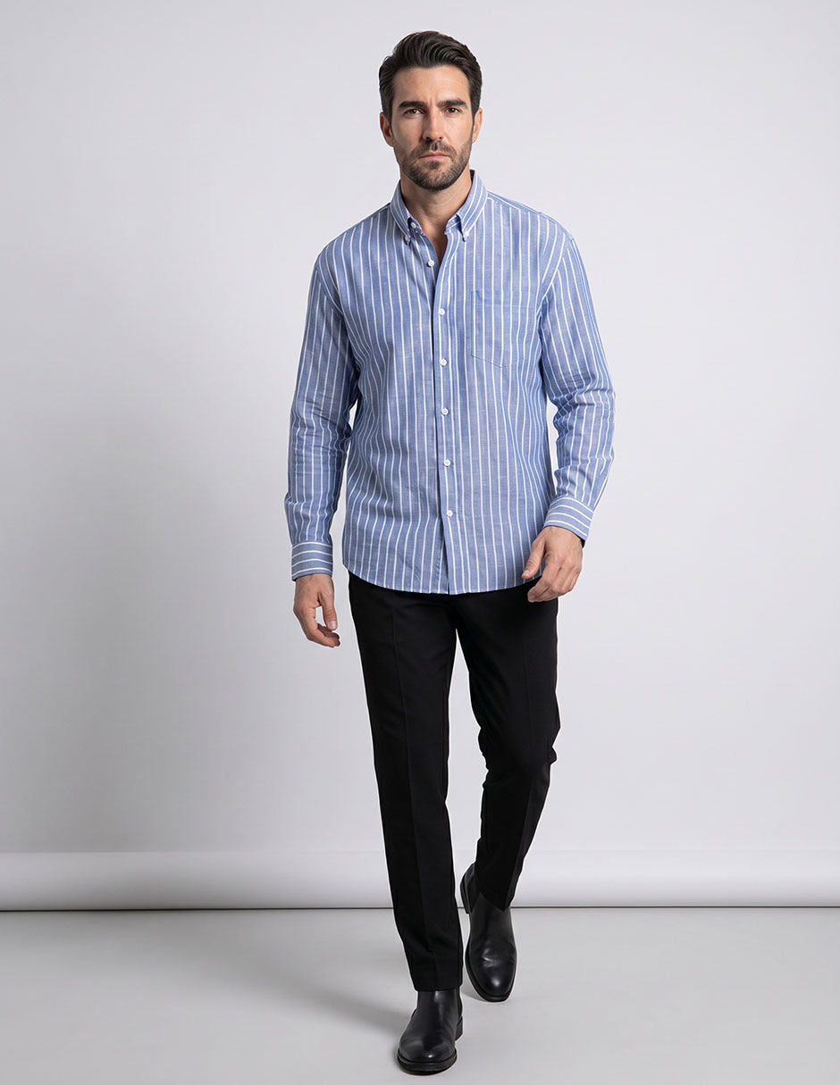 Camisa casual cavalatti manga larga para hombre