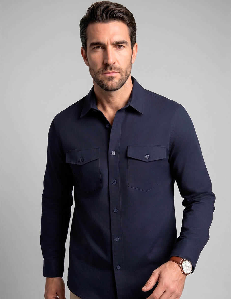 Camisa casual de algodón manga larga para hombre 3