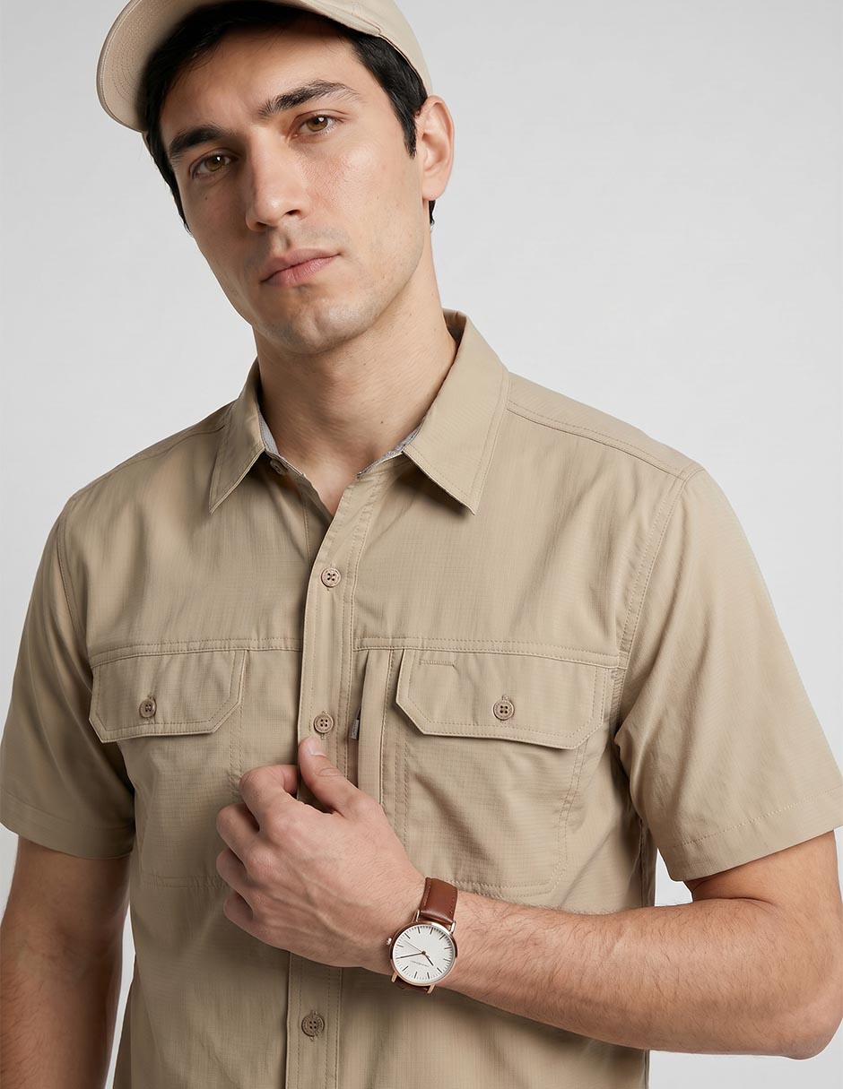 Camisa casual de algodón manga corta para hombre 5
