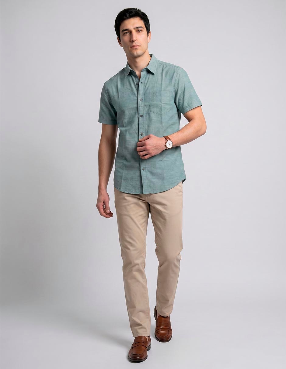 Camisa casual de algodón manga corta para hombre 2