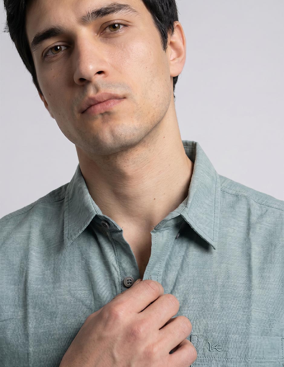 Camisa casual de algodón manga corta para hombre 4