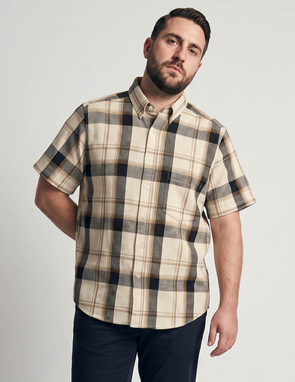 Camisa casual de algodón manga corta para hombre Camisa casual de algodón manga corta para hombre