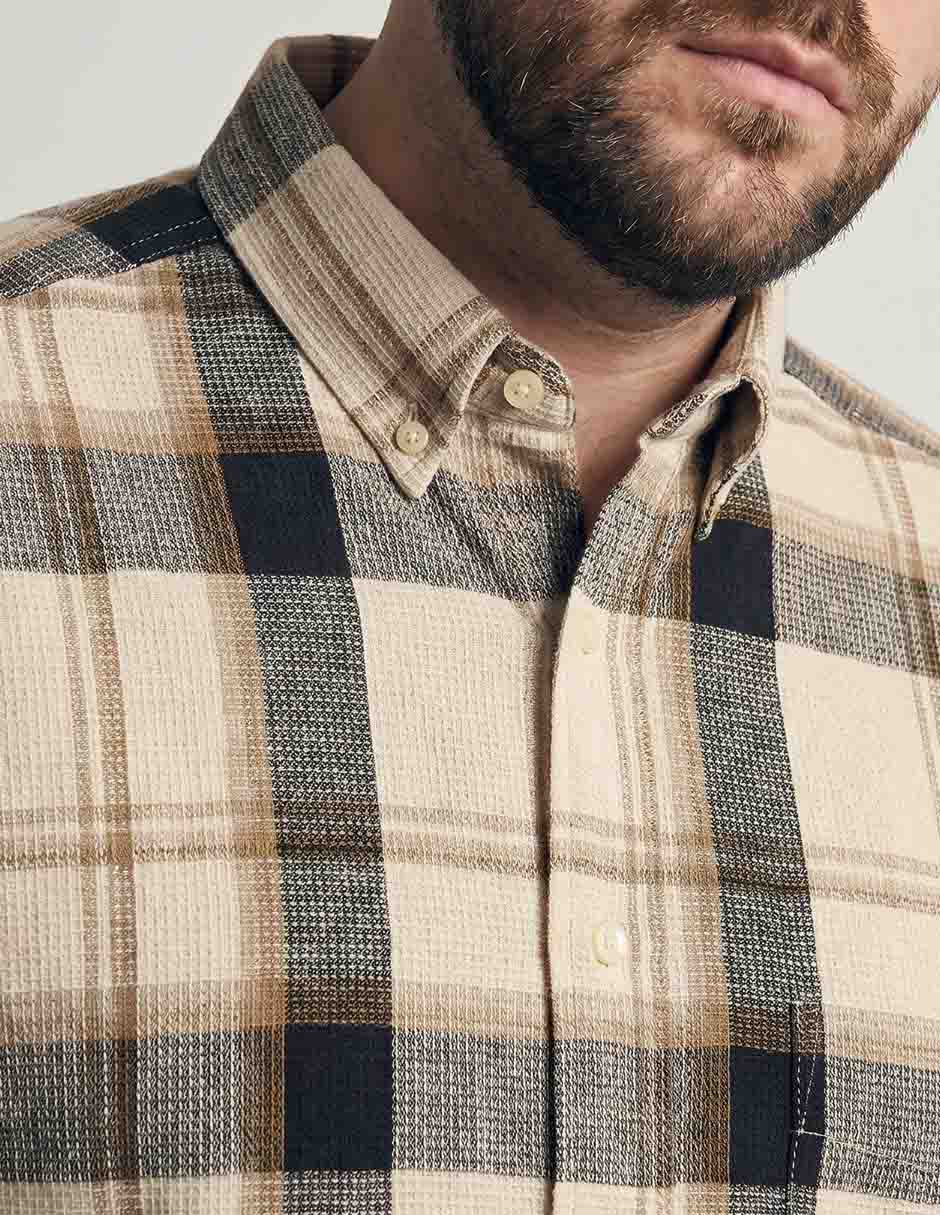 Camisa casual de algodón manga corta para hombre