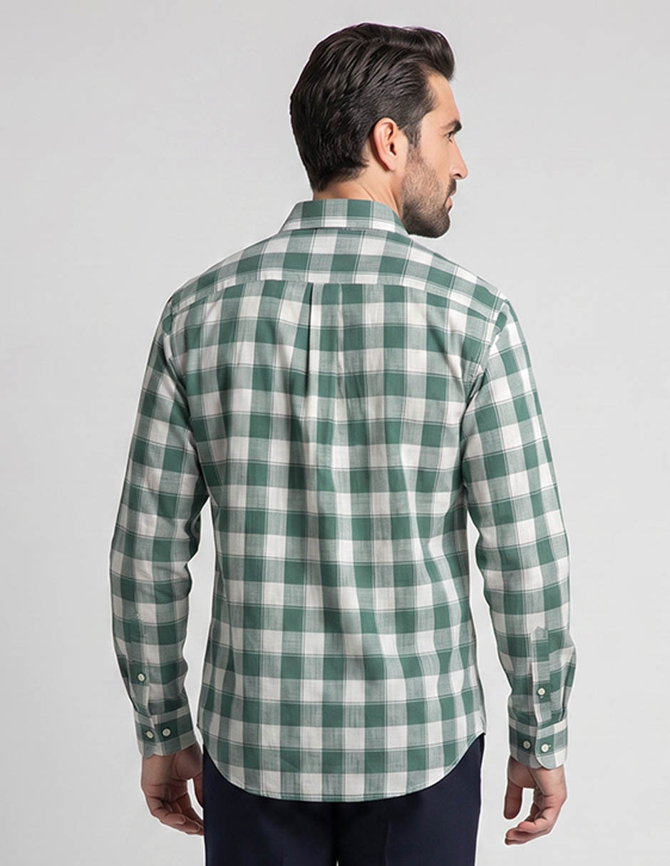 Camisa casual polosur de algodón manga larga para hombre