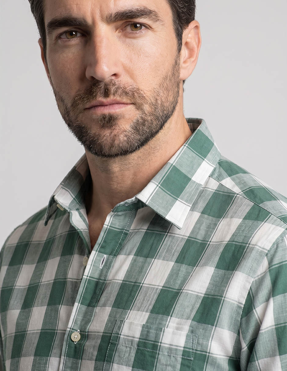 Camisa casual polosur de algodón manga larga para hombre