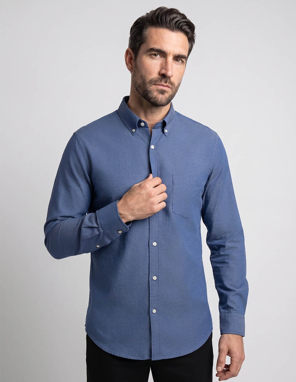 Camisa casual de algodón manga larga para hombre