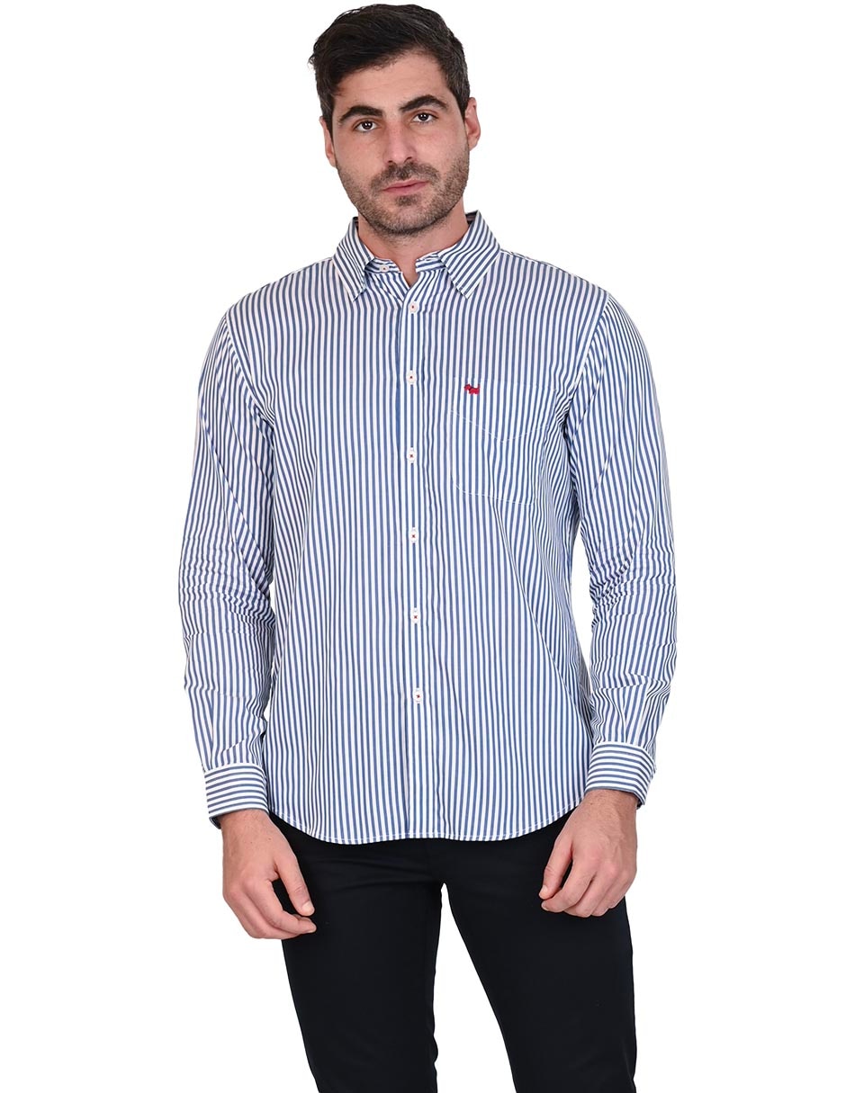 Camisa casual Ferrioni de algodón manga larga para hombre
