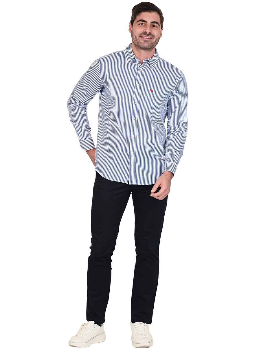 Camisa casual Ferrioni de algodón manga larga para hombre