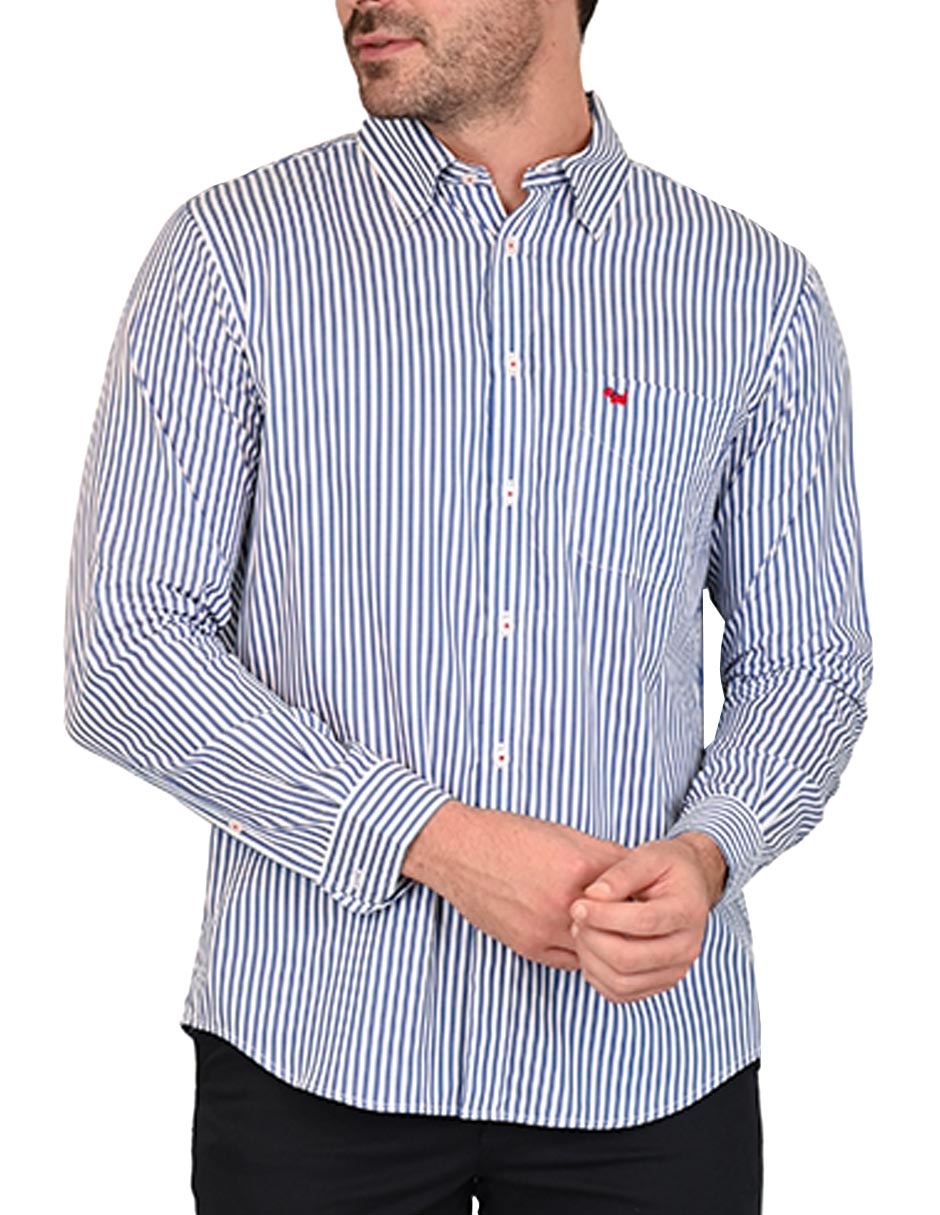 Camisa casual Ferrioni de algodón manga larga para hombre