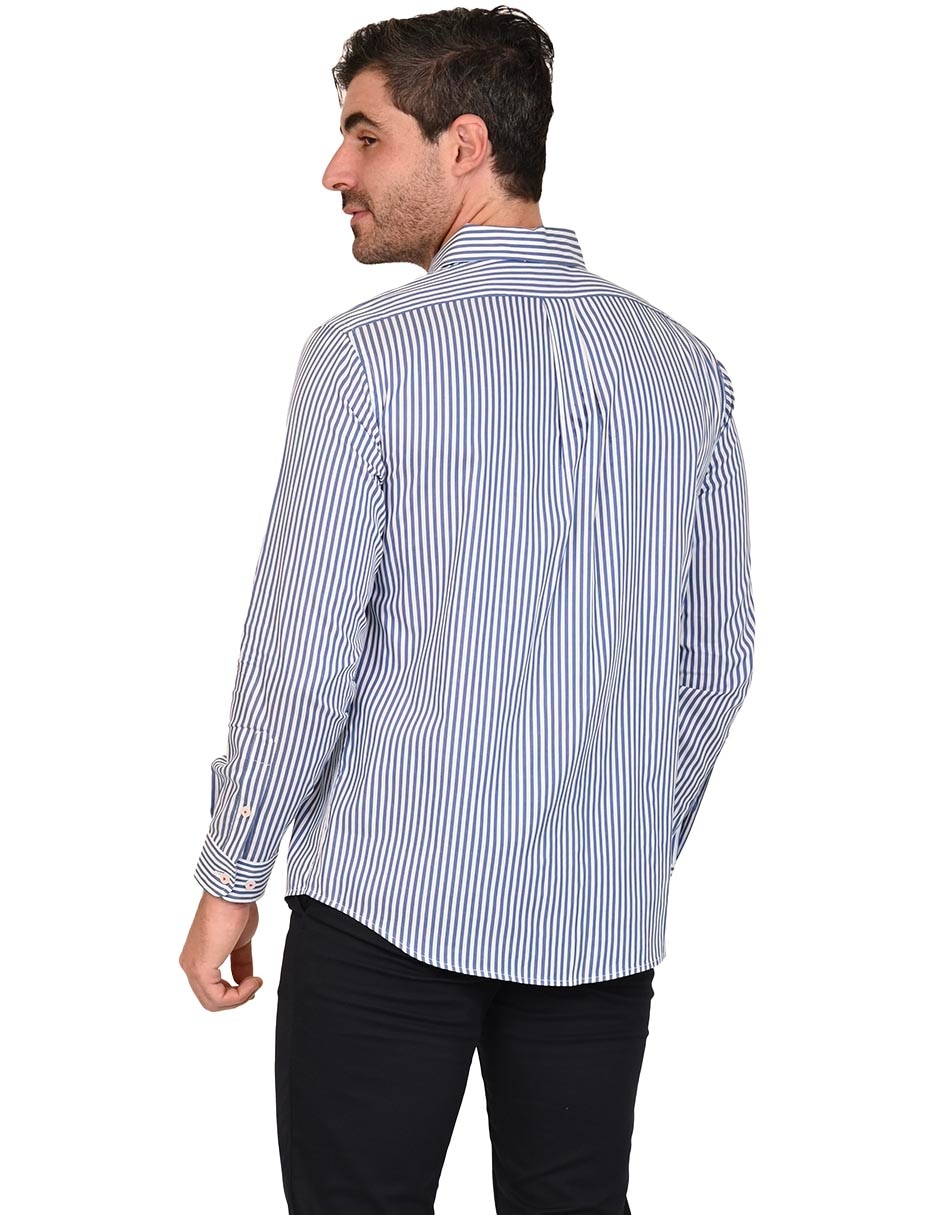 Camisa casual Ferrioni de algodón manga larga para hombre