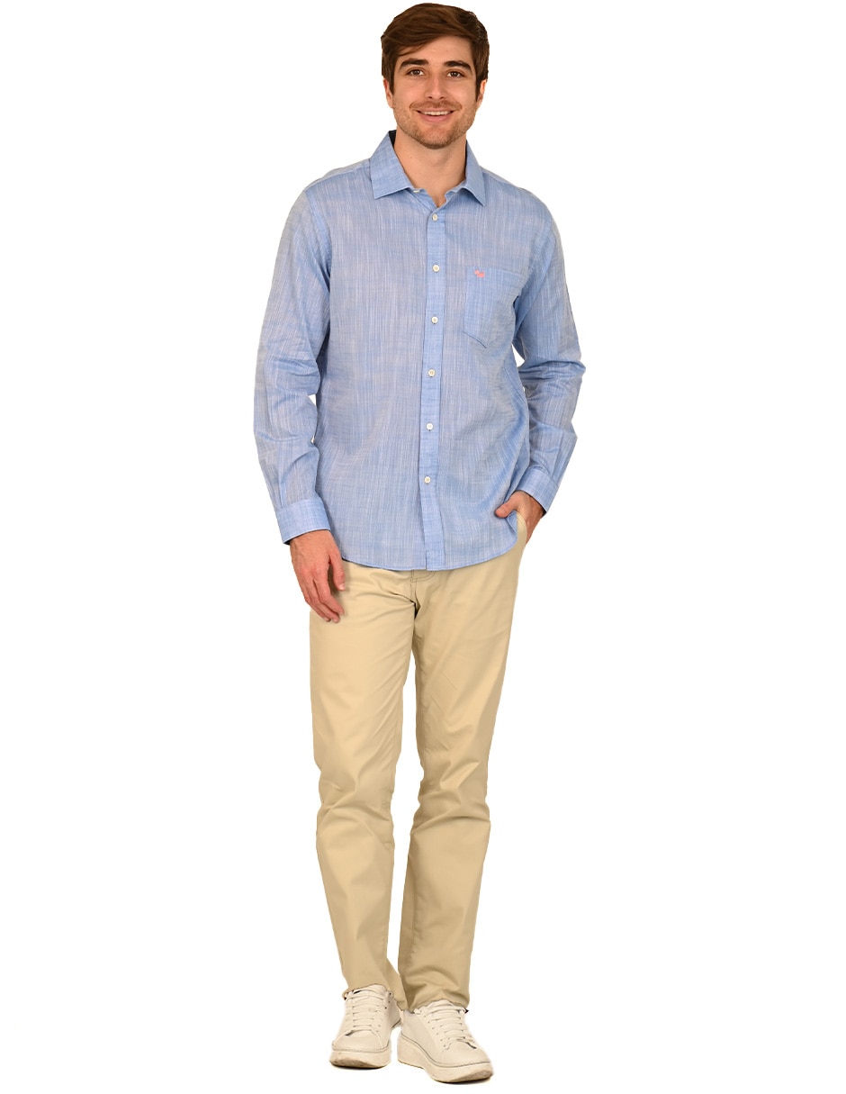 Camisa/sobrecamisa casual ferrioni de algodón manga larga para hombre