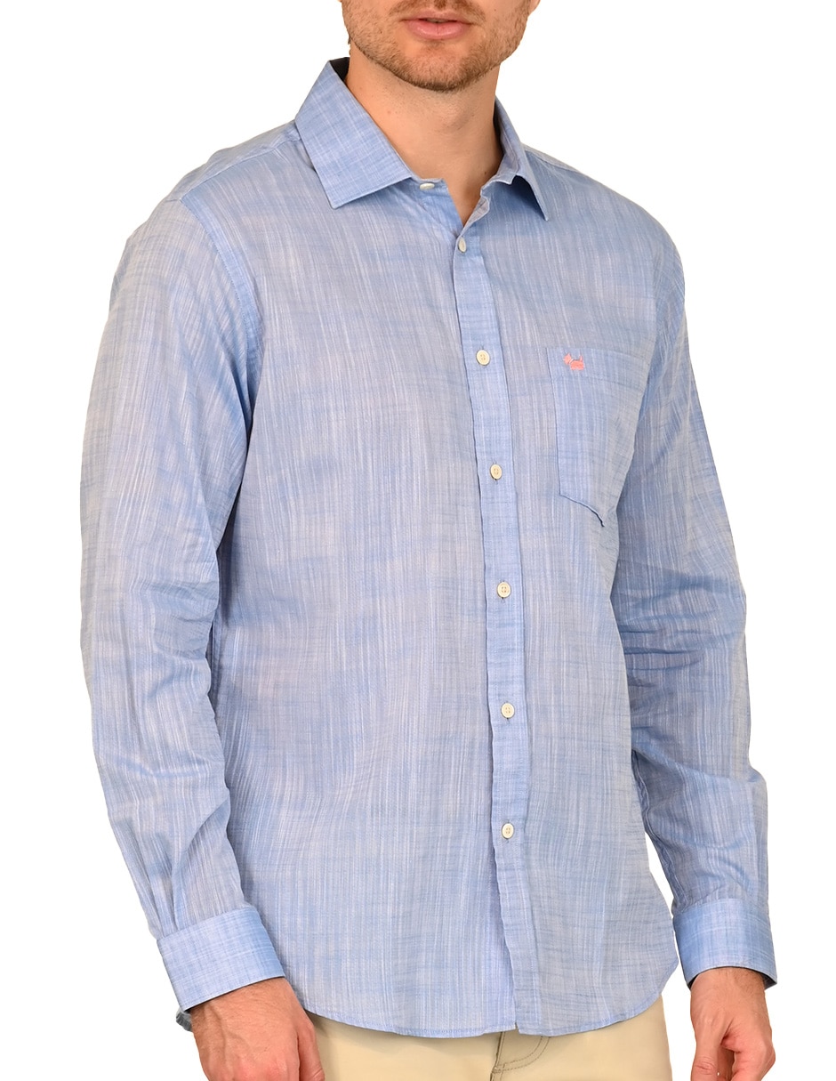 Camisa/sobrecamisa casual ferrioni de algodón manga larga para hombre