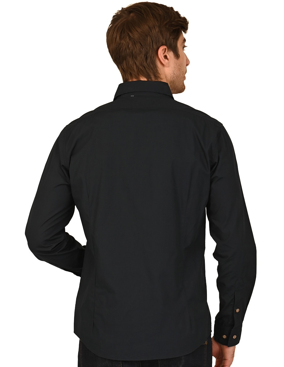 Camisa casual Ferrioni de algodón manga larga para hombre