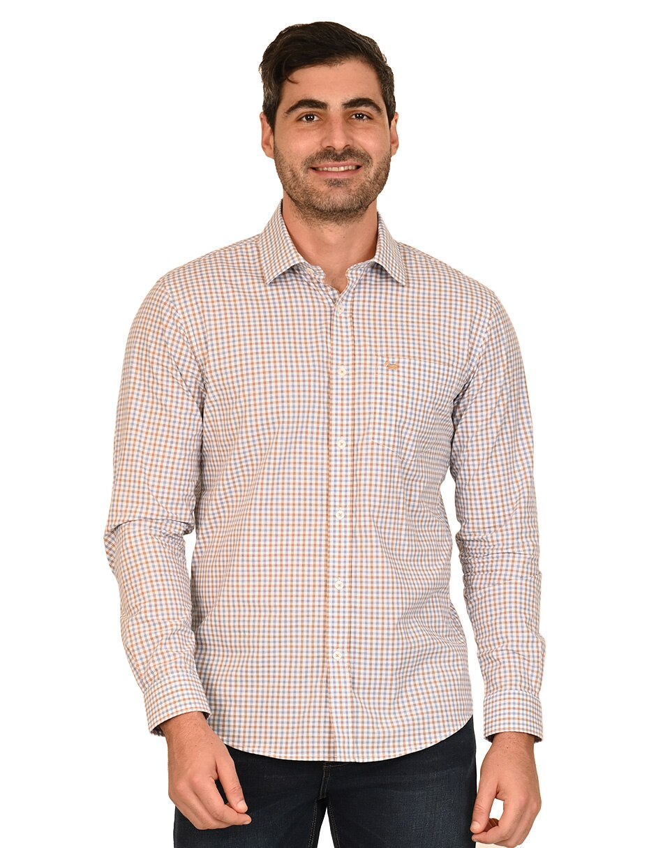 Camisa casual de algodón manga larga para hombre