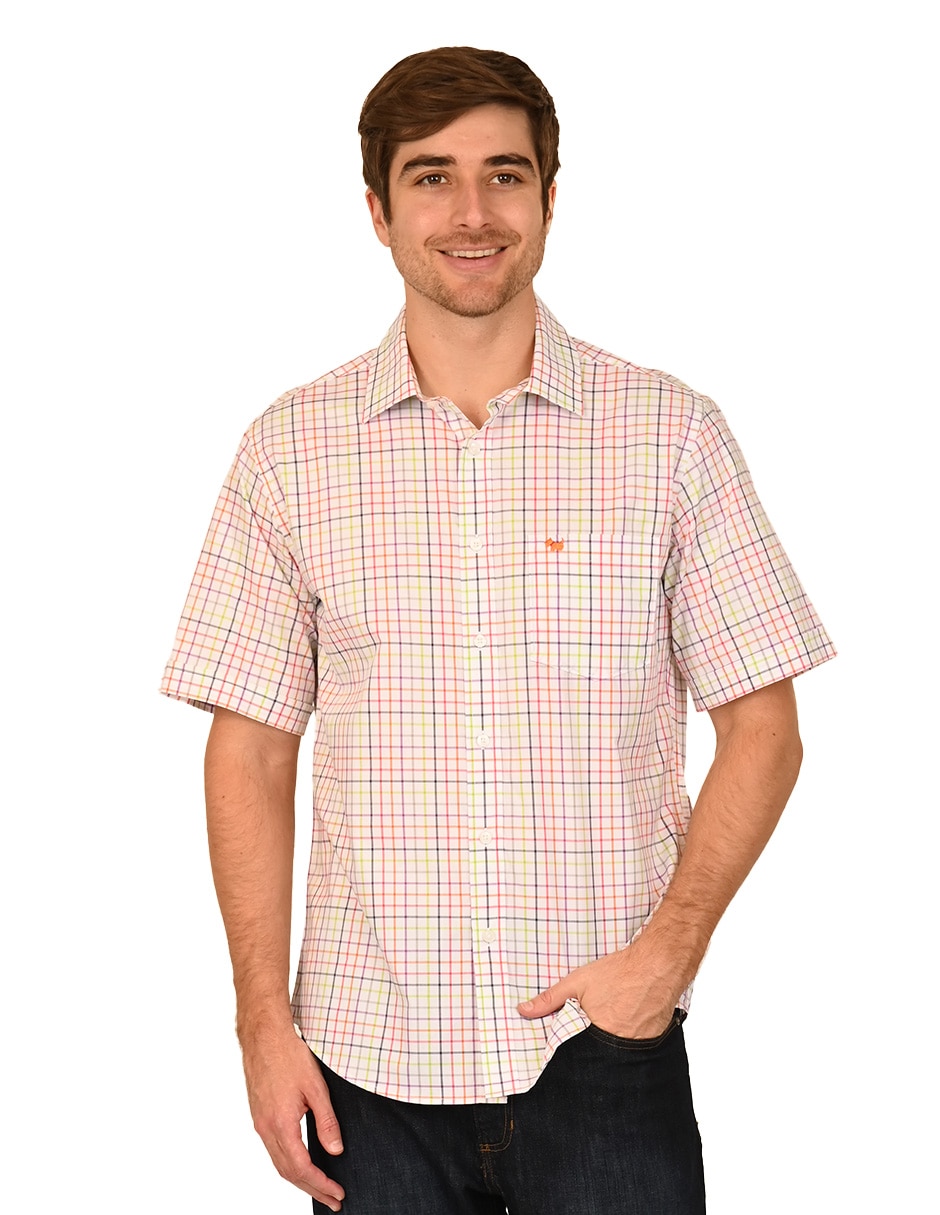 Camisa/sobrecamisa casual ferrioni de algodón manga corta para hombre