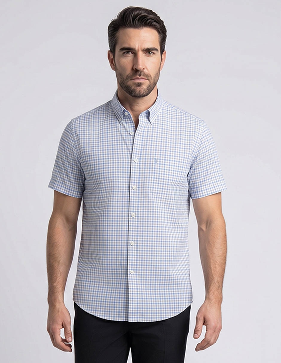 Camisa casual de algodón manga corta para hombre