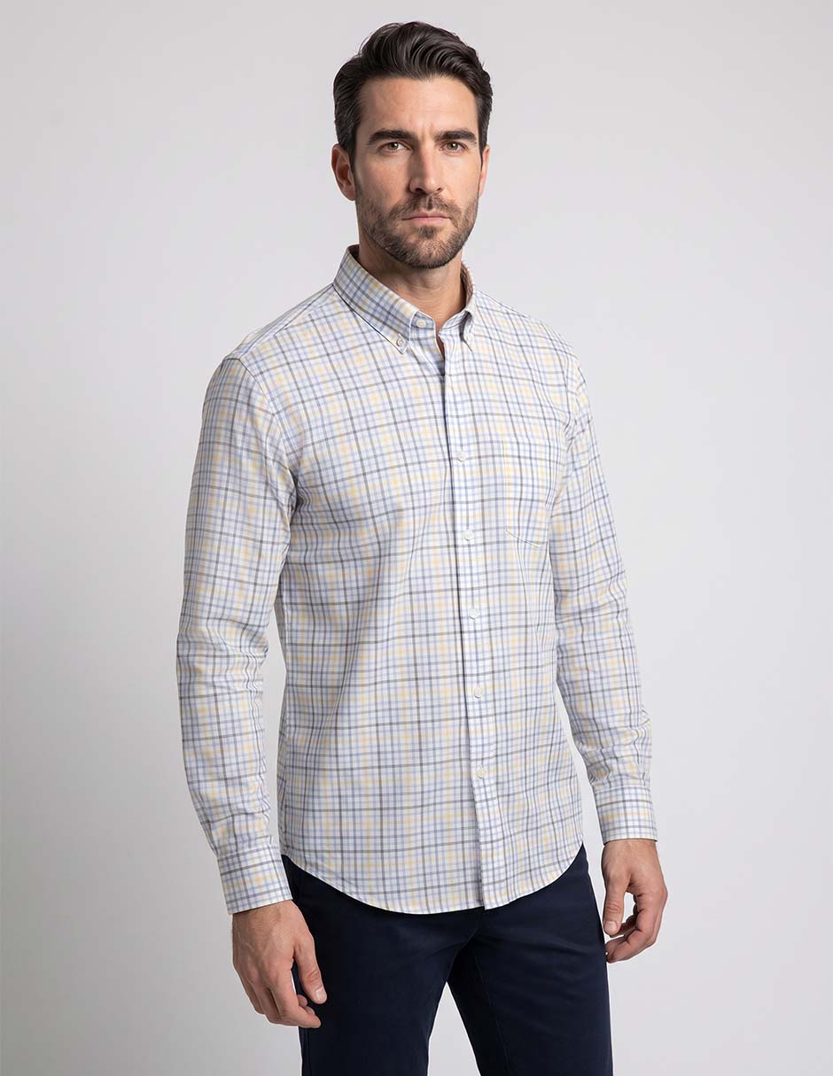 Camisa casual de algodón manga larga para hombre Camisa casual de algodón manga larga para hombre