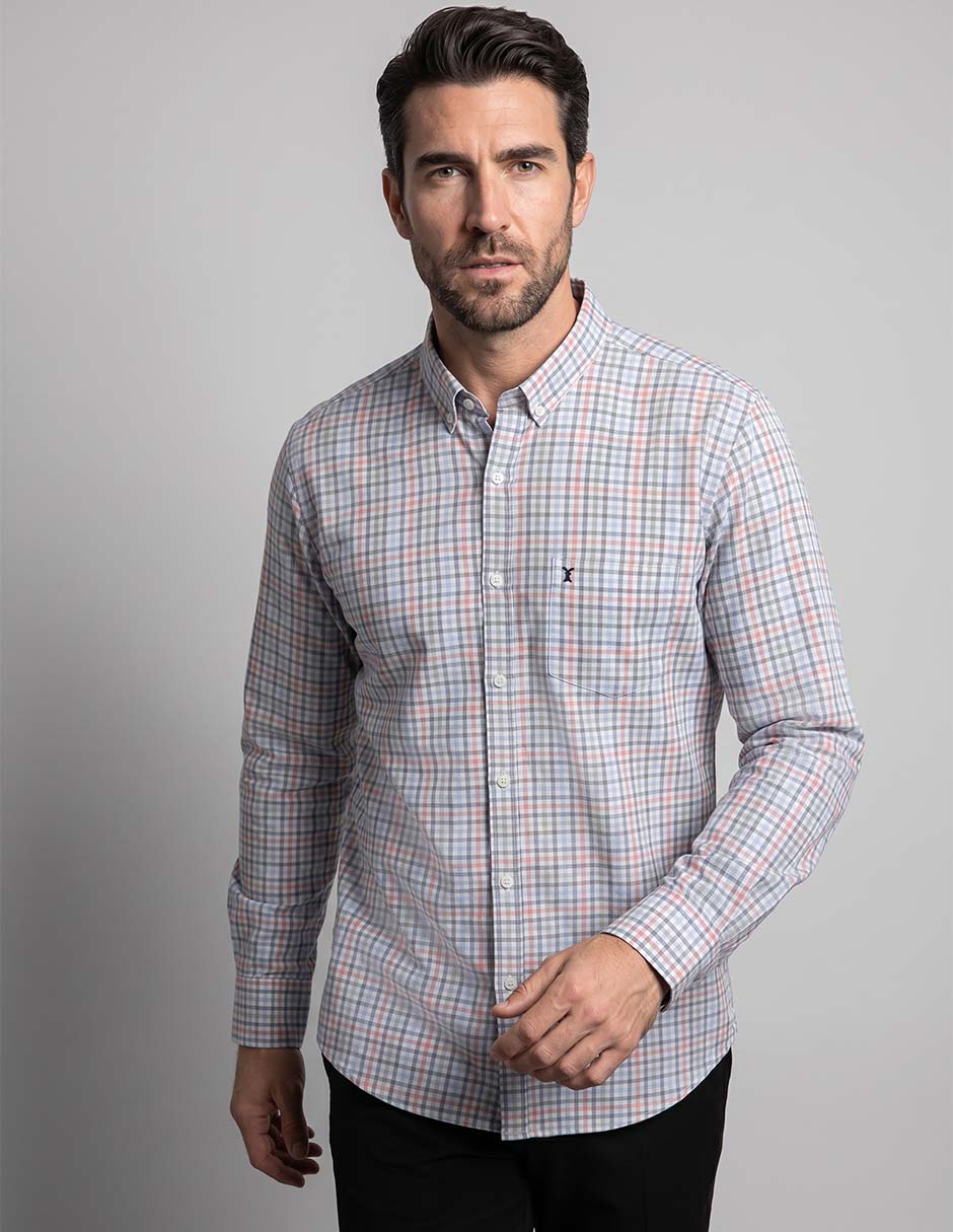 Camisa casual de algodón manga larga para hombre