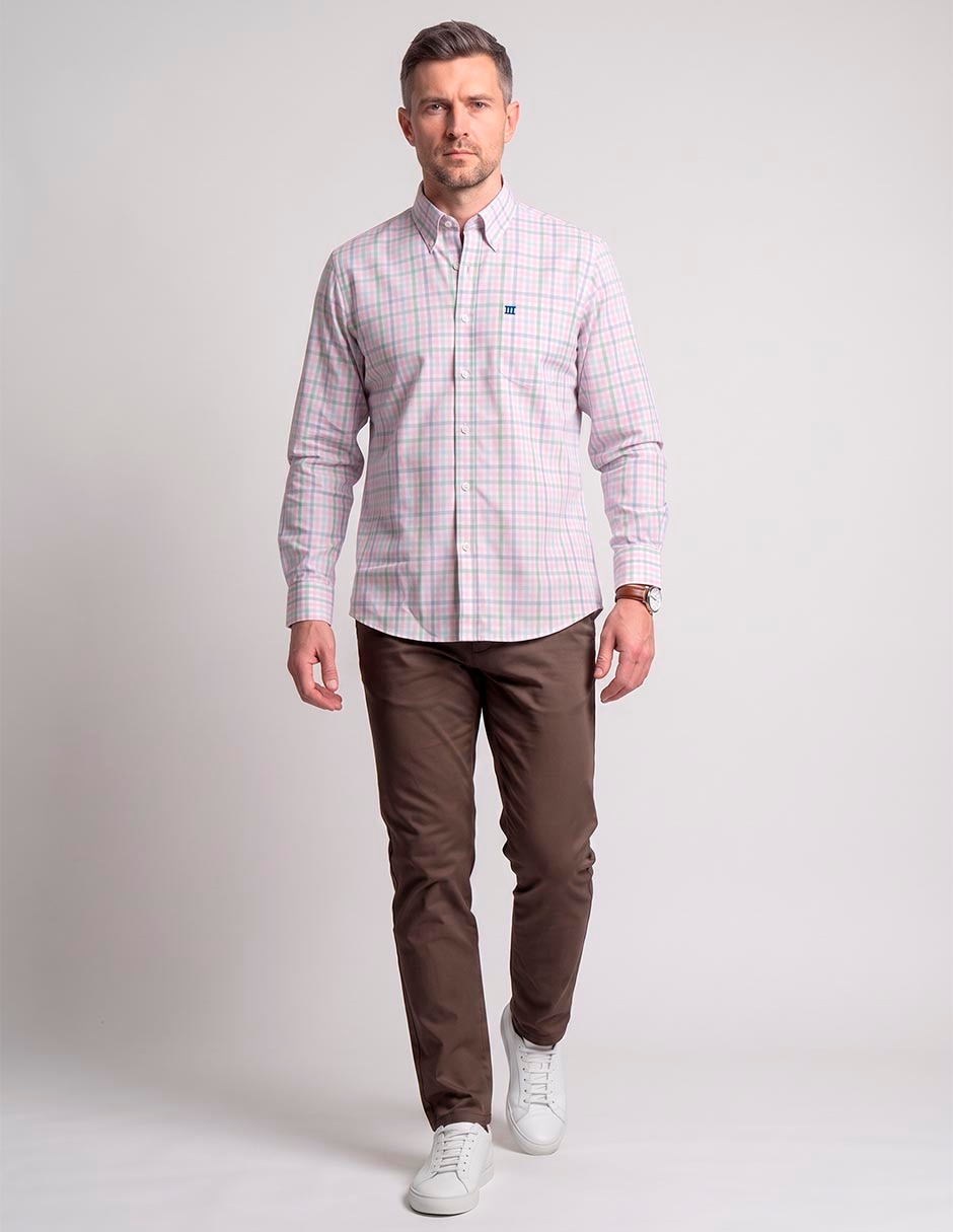 Camisa casual de algodón manga larga para hombre
