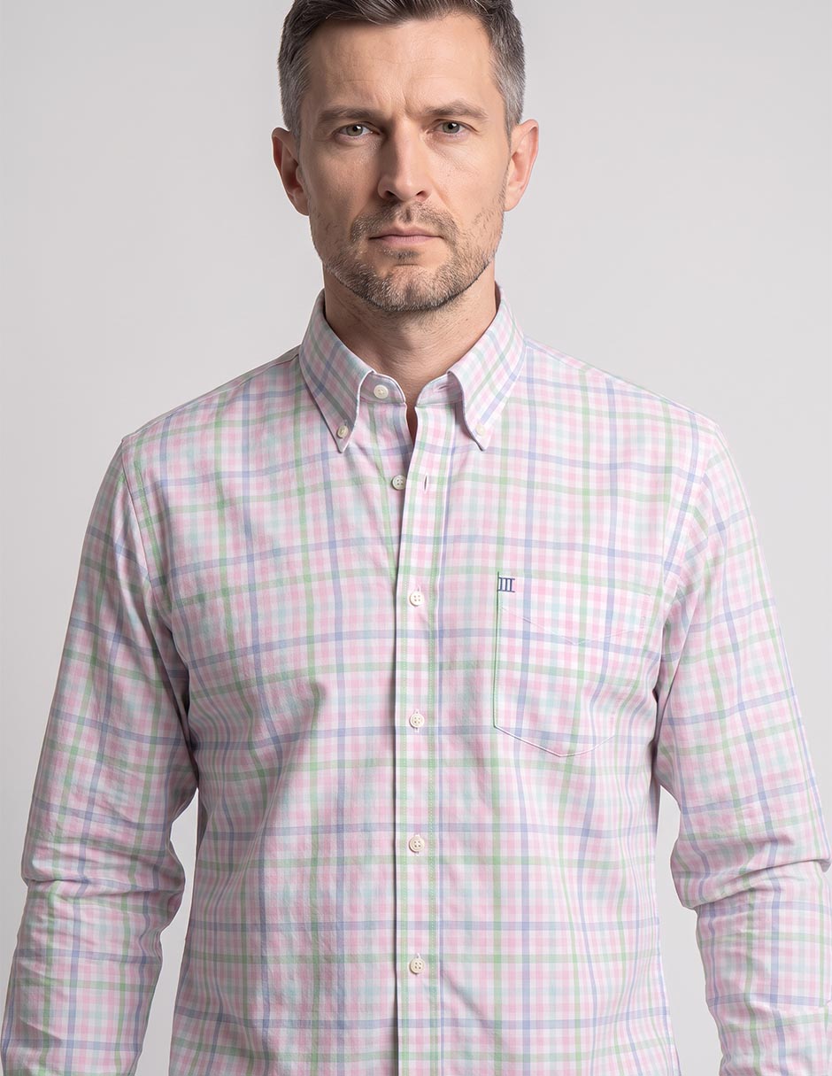 Camisa casual de algodón manga larga para hombre