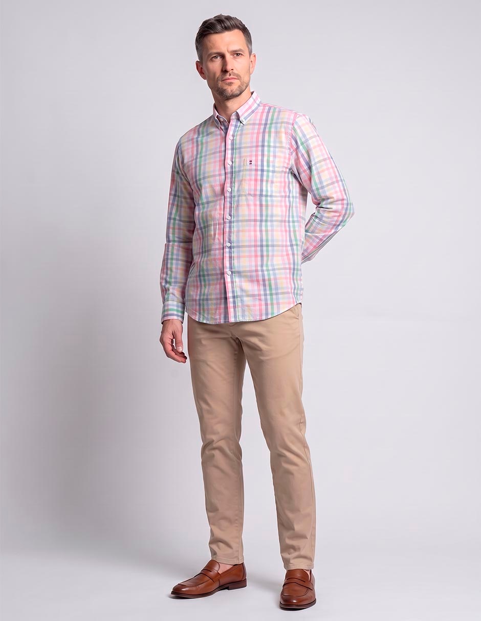 Camisa casual de algodón manga larga para hombre Camisa casual de algodón manga larga para hombre