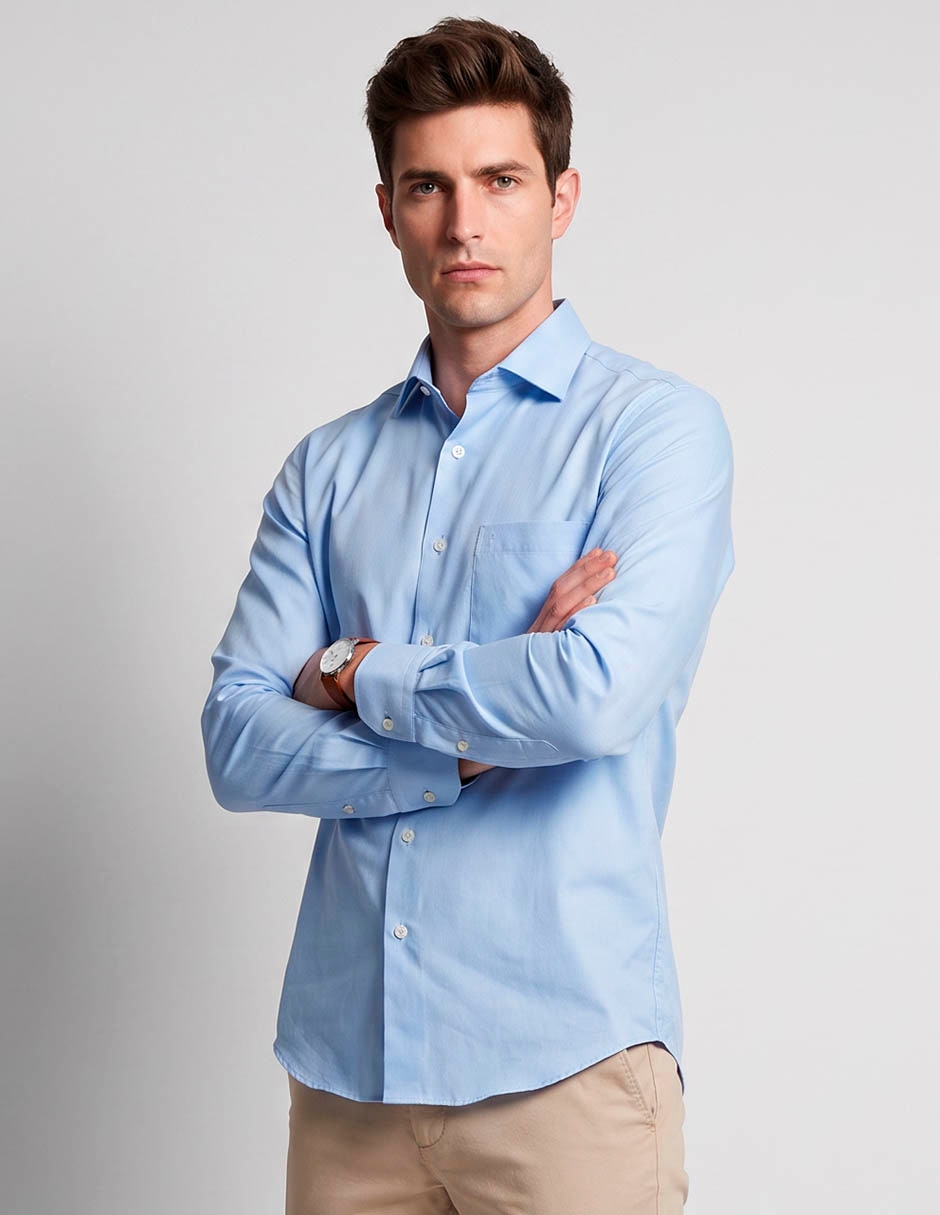 Camisa casual de algodón manga larga para hombre