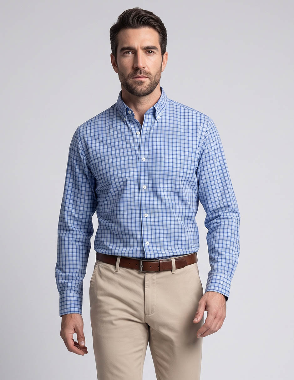 Camisa casual de algodón manga larga para hombre