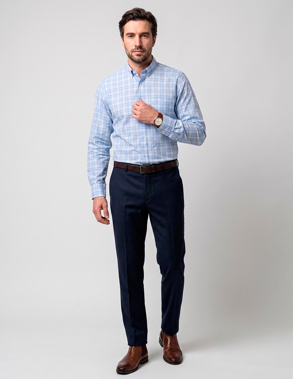 Camisa casual de algodón manga larga para hombre