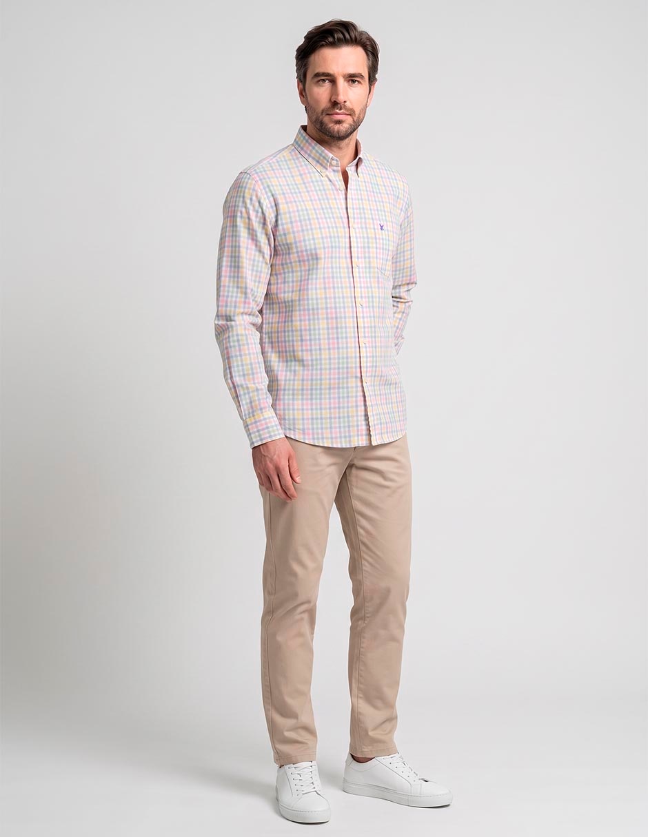 Camisa casual de algodón manga larga para hombre Camisa casual de algodón manga larga para hombre