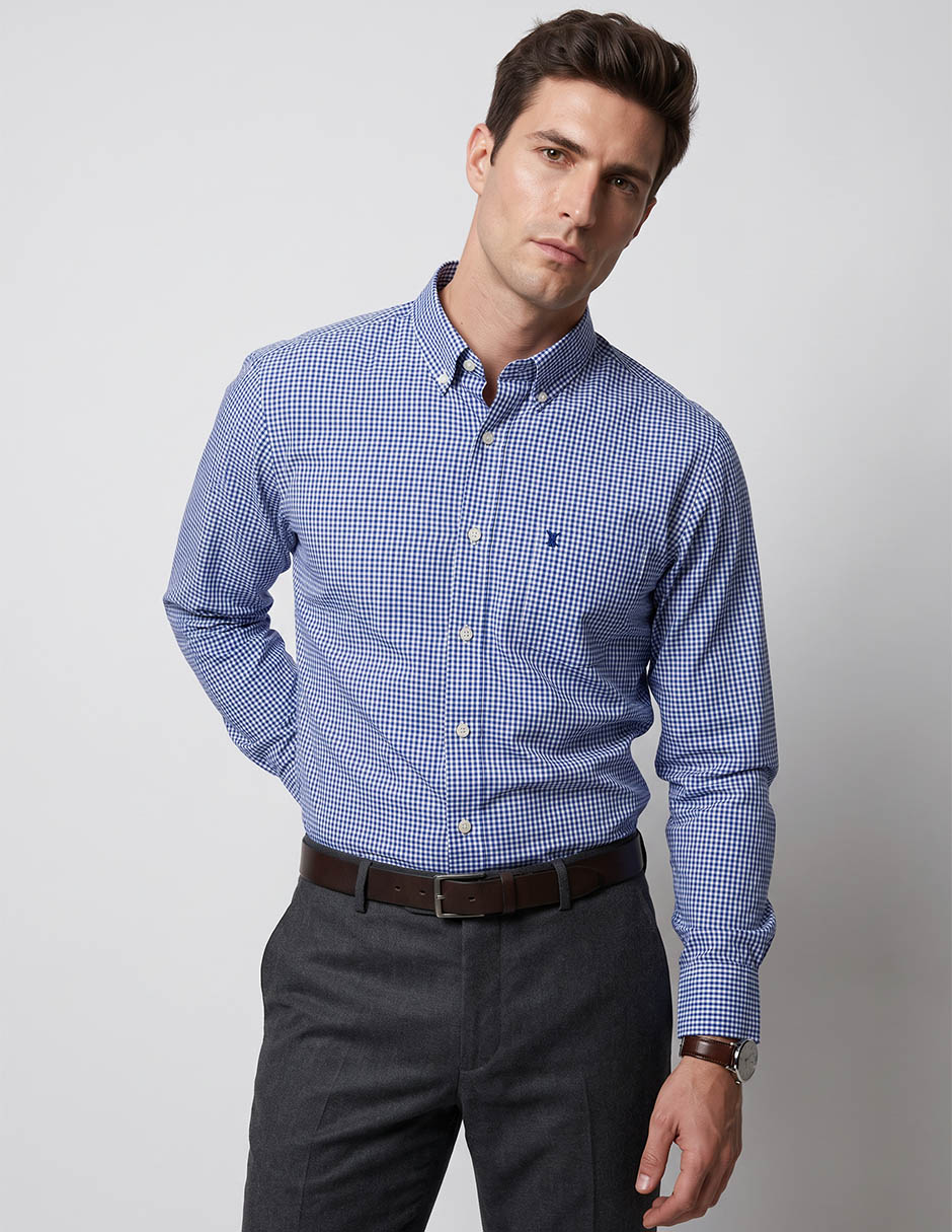 Camisa casual de algodón manga larga para hombre Camisa casual de algodón manga larga para hombre