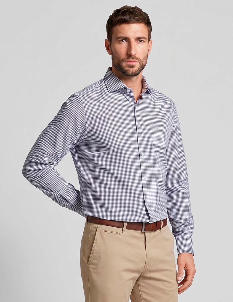Camisa casual de algodón manga larga para hombre