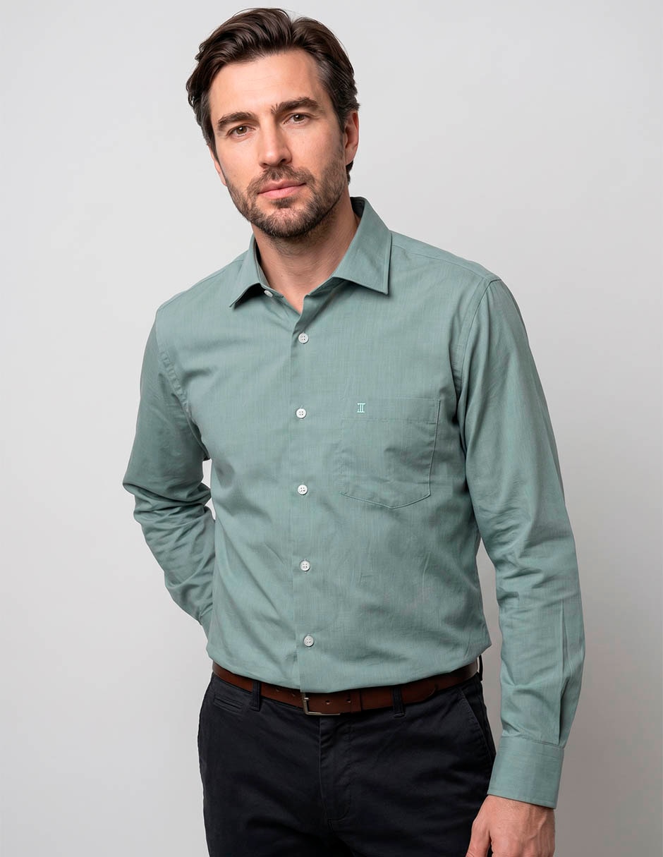 Camisa casual de algodón manga larga para hombre Camisa casual de algodón manga larga para hombre