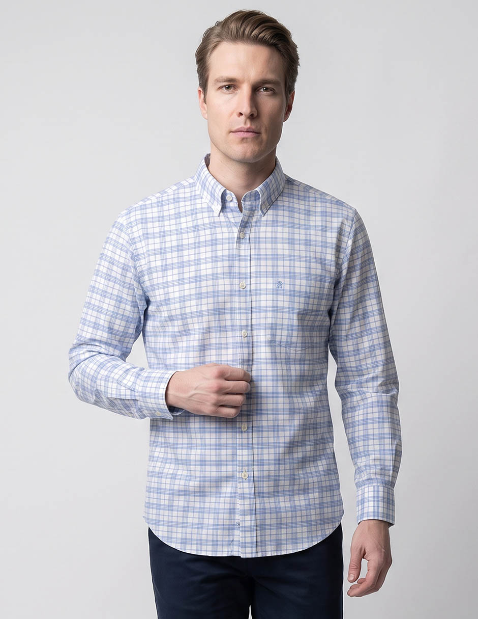 Camisa casual de algodón manga larga para hombre Camisa casual de algodón manga larga para hombre