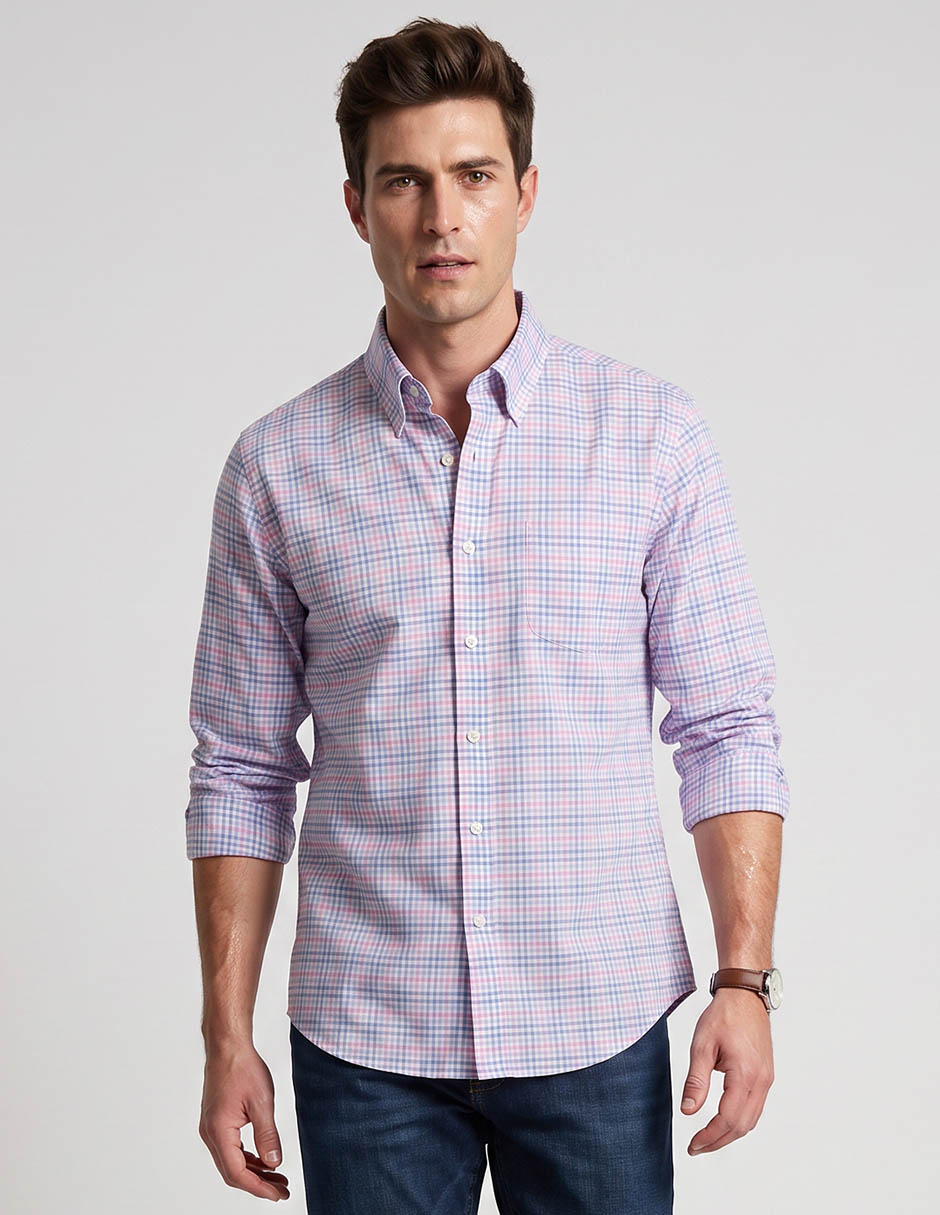 Camisa casual de algodón manga larga para hombre Camisa casual de algodón manga larga para hombre