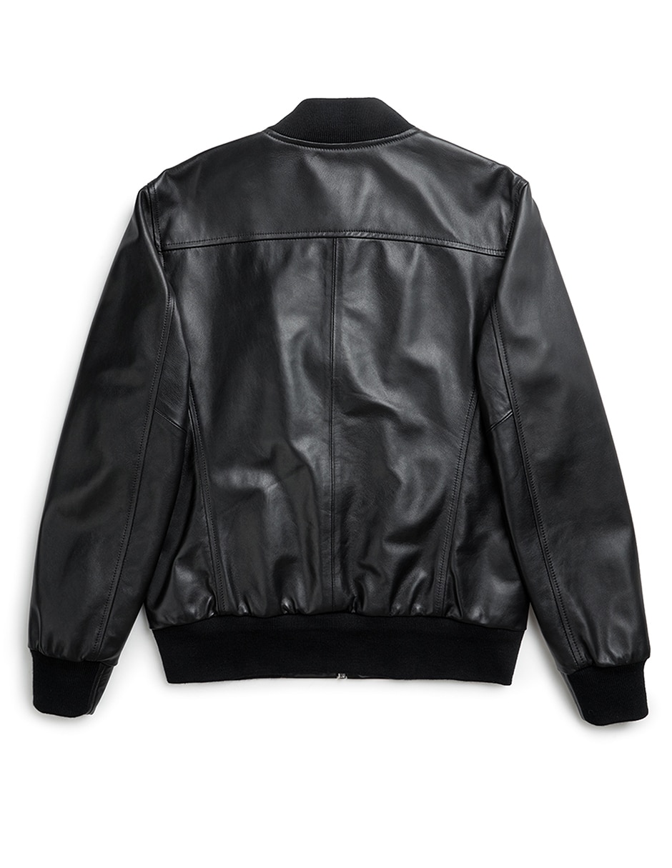 Chamarra bomber impermeable de piel para hombre 4