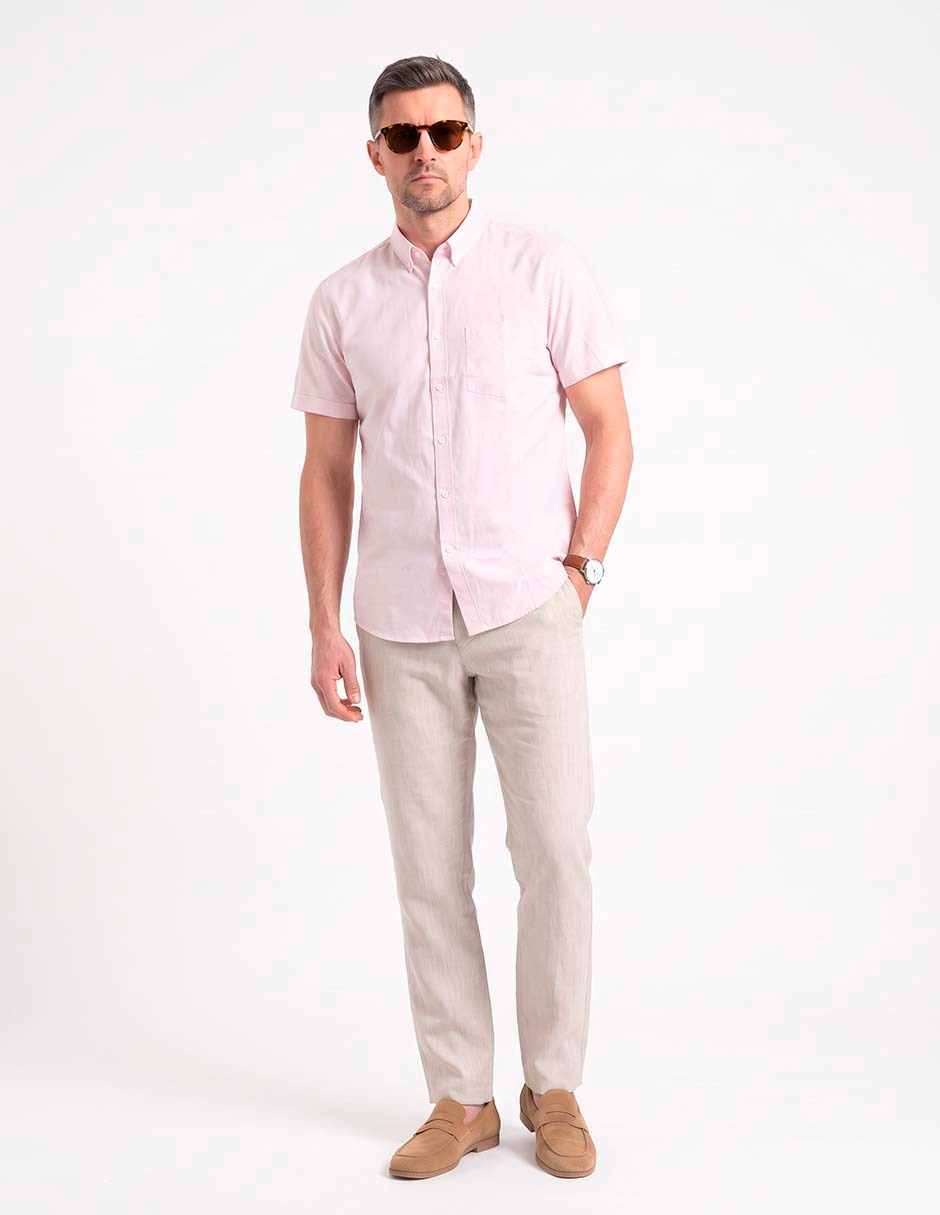Camisa casual de algodón manga corta para hombre