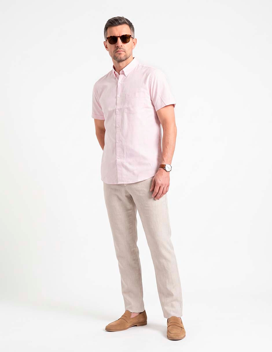 Camisa casual de algodón manga corta para hombre
