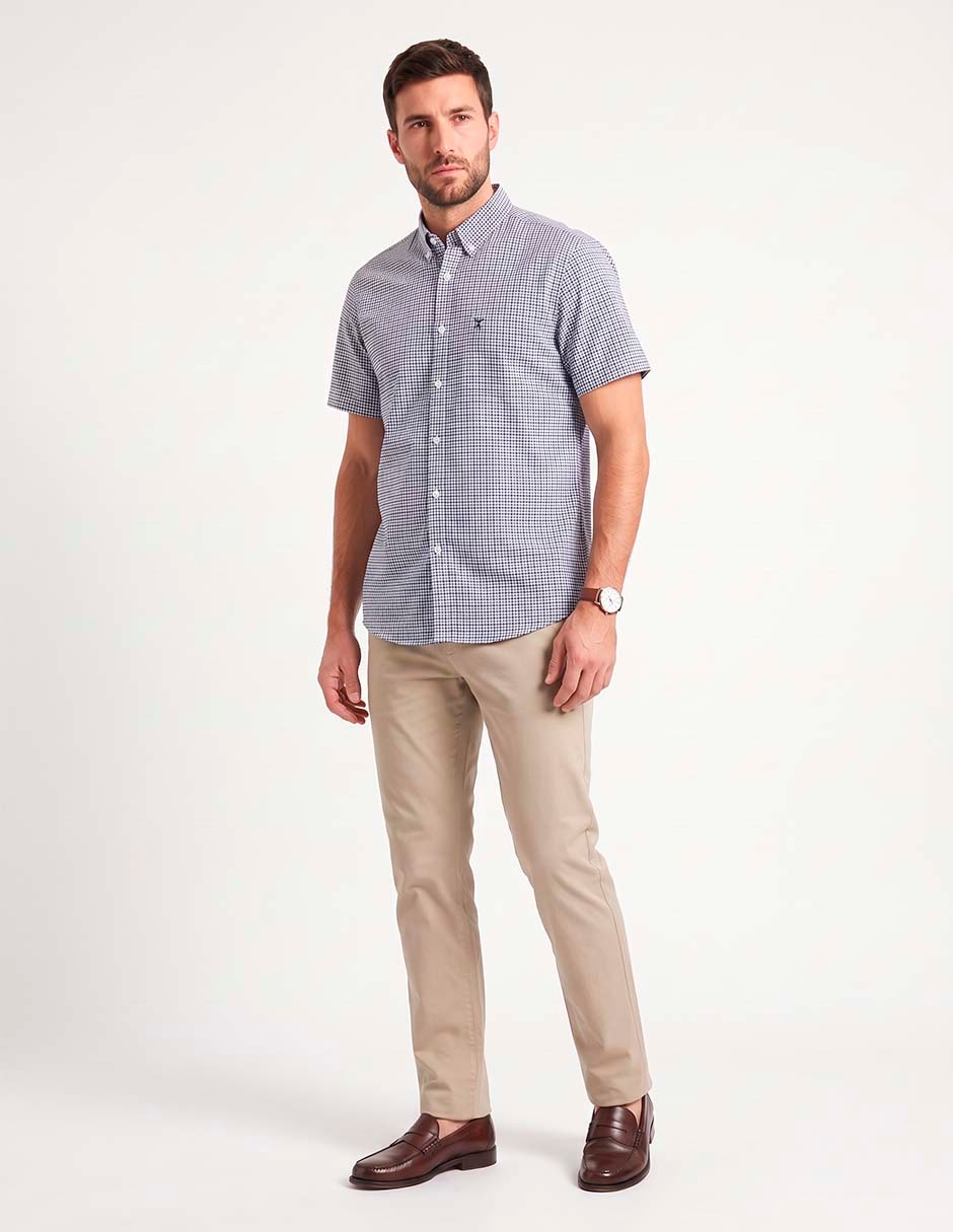 Camisa casual de algodón manga corta para hombre