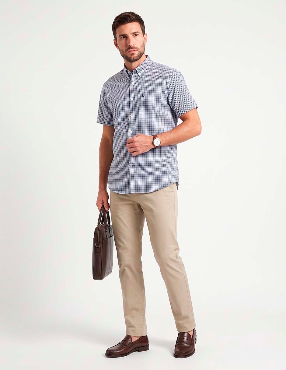 Camisa casual de algodón manga corta para hombre