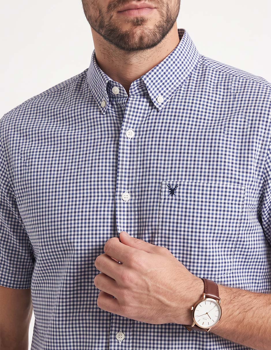 Camisa casual de algodón manga corta para hombre